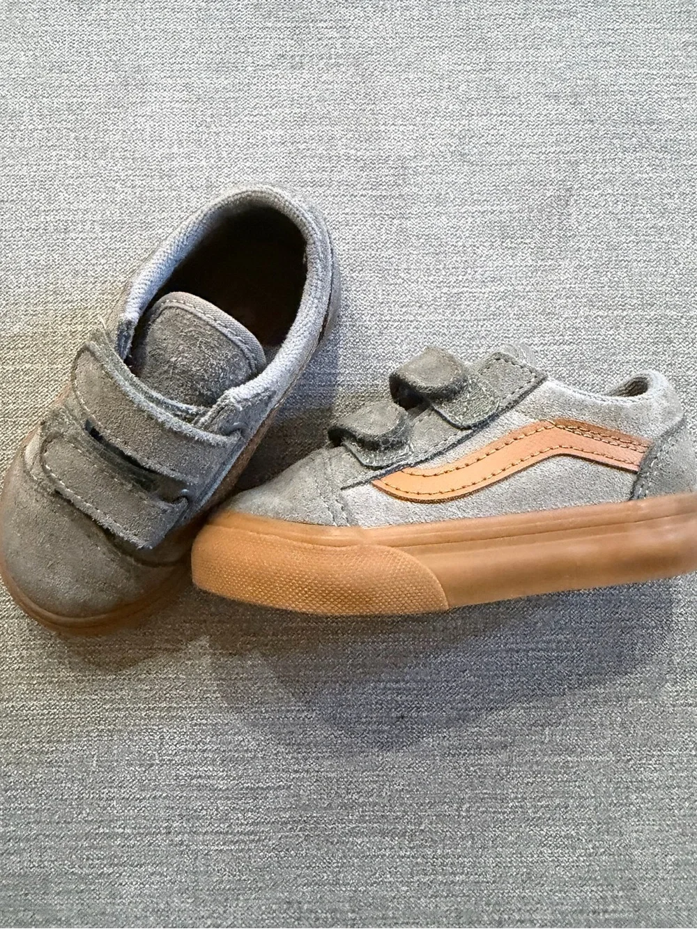 Vans Kids Grey Suede Sneakers with Brown Accent